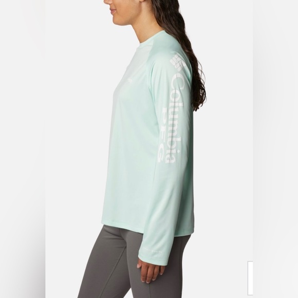 ❤️Columbia Women’s PFG Tidal Tee ll Long Sleeve-Gullfoss Green, White Lo… - Picture 4 of 16